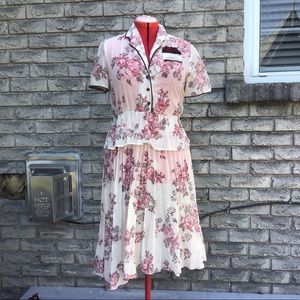 Vintage Floral Peplum Shirt-Dress